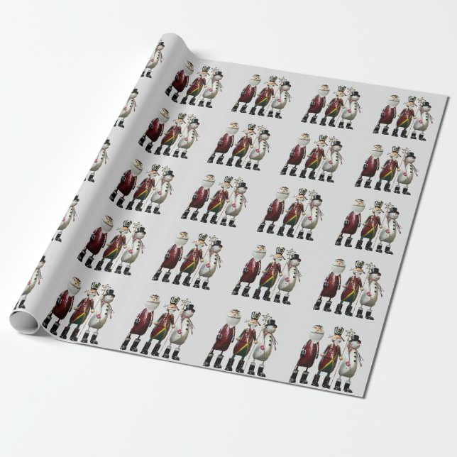 Papier Cadeau Tin Père Noël, Soldat et Snowman traditionnel (Déroulé)