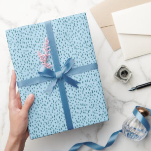 Papier Cadeau Tirets turquoise minimalistes éparpillés