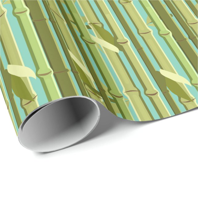 Papier Cadeau Tirs en bambou et Feuille personnalisés (Coin rond)
