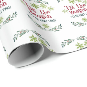 Papier Cadeau Tis la saison pour tricoter Noël d'hiver