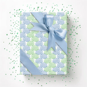 Papier Cadeau Tissage de vagues en ardoise et vert