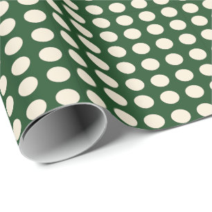 Papier Cadeau Tissu à pois vert ivoire couleur pois