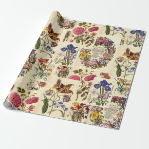 Papier Cadeau Tissu botanique Vintage pour le découpage
