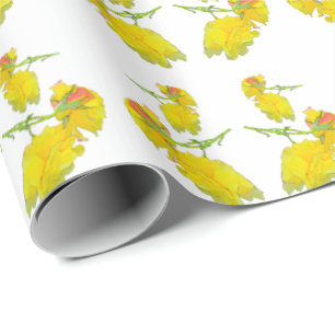 Papier Cadeau Tissu de rose jaune