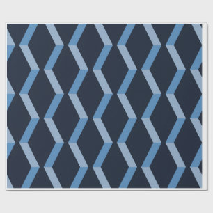 Papier Cadeau Tissu Serre en Arête de Hareng Bleu Motif Sans Cou