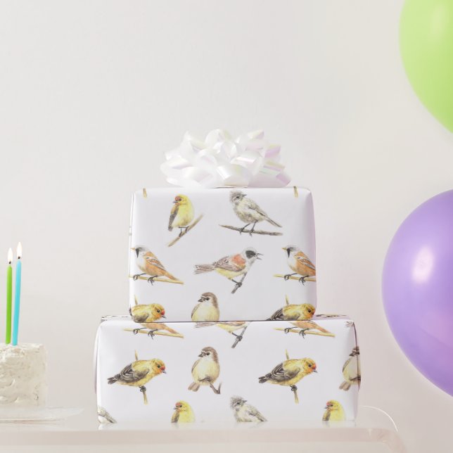 Papier Cadeau Tit birds motif (Cadeaux de fête)