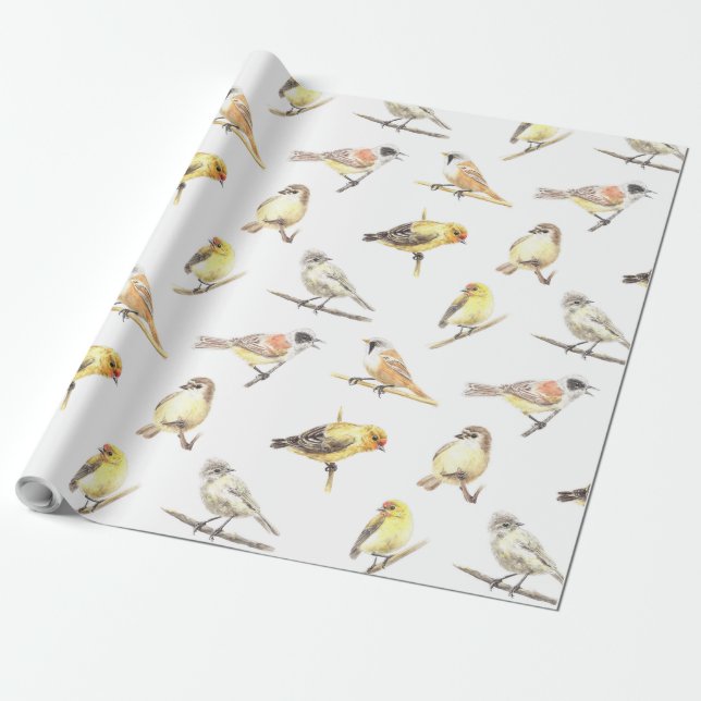 Papier Cadeau Tit birds motif (Déroulé)