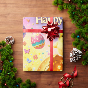 Papier Cadeau Titre lapin de Pâques fantaisiste et pat d'oeuf co