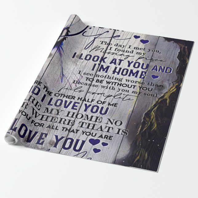 Papier Cadeau To my wife | Love Canvas (Déroulé)