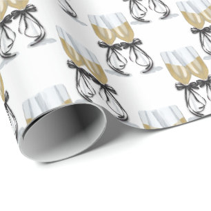 Papier Cadeau toast au champagne avec ruban