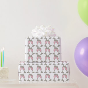 Papier Cadeau Toast de Champagne Rose à la fête de Bubbly