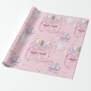 Papier Cadeau Toast et Milkshake de Kawaii Unicorn - Pastel