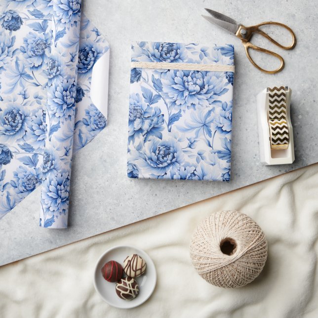 Papier Cadeau Toile bleue de Jouy (Artisanat)
