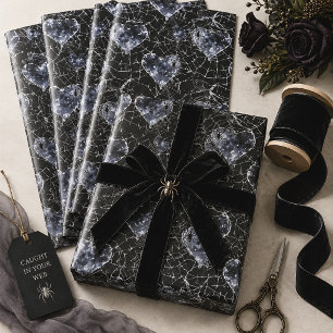 Papier Cadeau Toile d'araignée cœur gothique