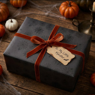 Papier Cadeau Toile d'araignée noire Halloween Charbon