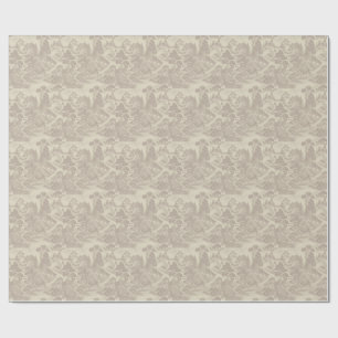 Papier Cadeau Toile de bois Forêt Animaux Botanique Vintage