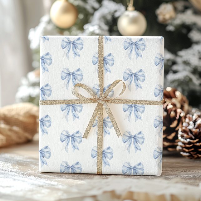 Papier Cadeau Toile de Jouy Blue Elegant Bow (Créateur téléchargé)
