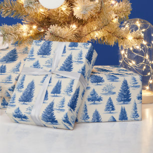 Papier Cadeau toile de Noël bleue