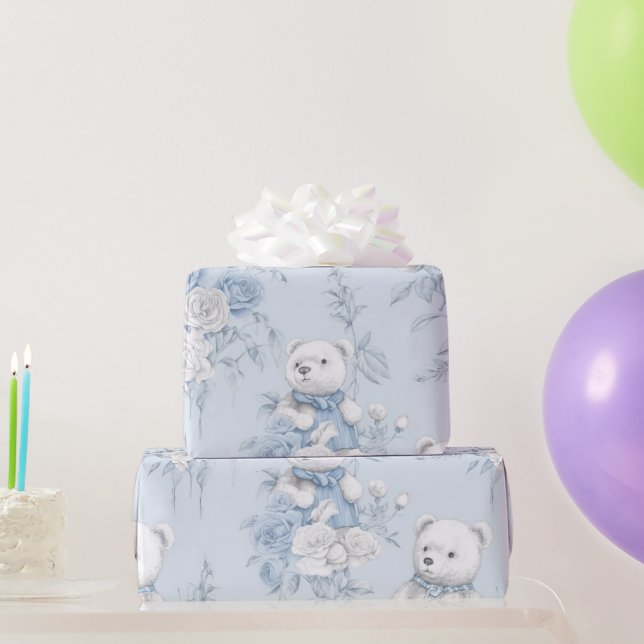 Papier Cadeau Toile Florale française et Baby shower d'ours (Cadeaux de fête)