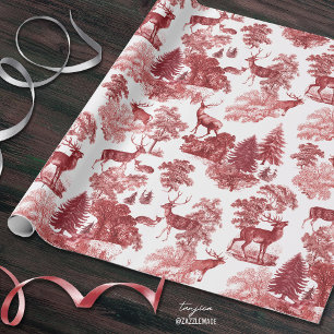 Papier Cadeau Toile forestière Festive Vintage Red Deer