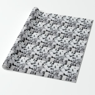Papier Cadeau Toile peinte abstraite noir blanc.