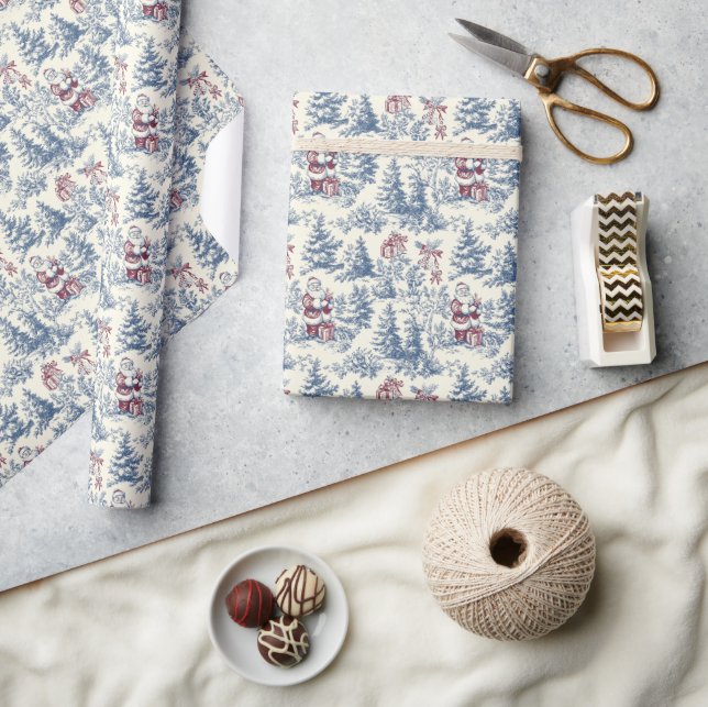 Papier Cadeau Toile Père Noël Blue & Red Christmas (Artisanat)
