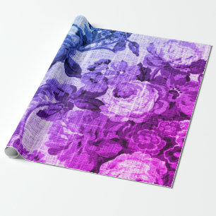 Papier Cadeau Toile rose bleu violet floral toile Botanique Déco