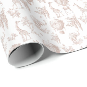 Papier Cadeau Toile Safari Genre Neutre Montgolfières