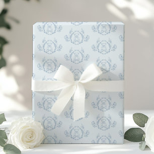 Papier Cadeau Toile Teddy ours bleu Baby shower vintage