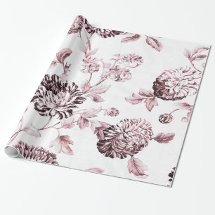 Papier Cadeau Toile Vintage florale rose pâle