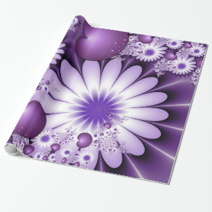 Papier Cadeau Tomber amoureux Fleurs et cœurs abstraits Fractale