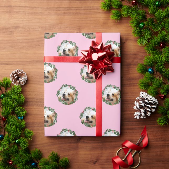 Papier Cadeau Ton chien dans le papier d'enveloppement rose cour (Cadeau de vacances)