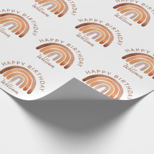 Papier Cadeau Tone Terme Aquarelle Nom Arc-en-ciel Anniversaire
