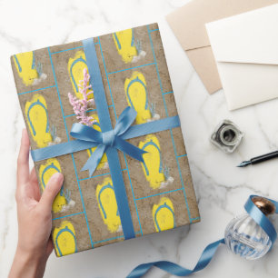 Papier Cadeau Tongs Jaunes Dans Le Sable