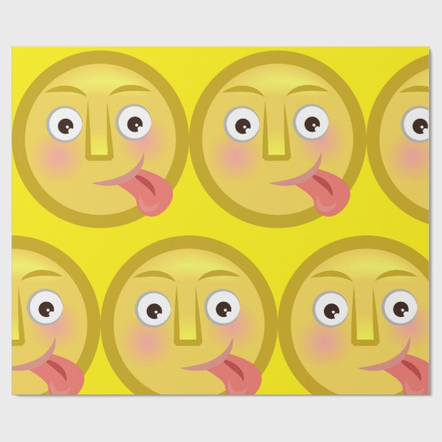 Papier Cadeau Tongue Out Emoji Funny Goofy Face (Plat)