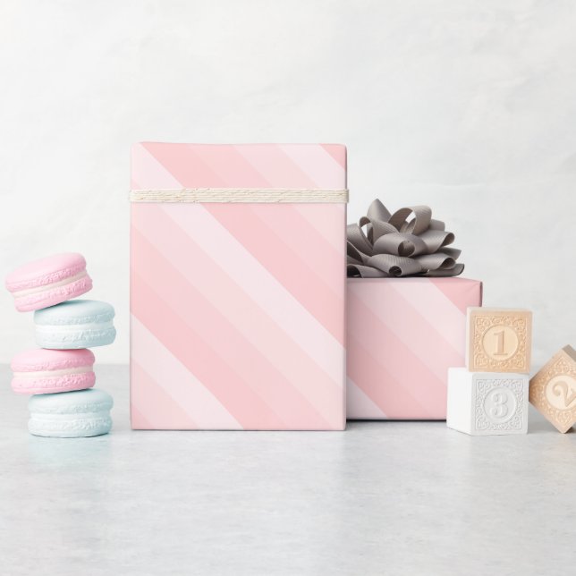 Papier Cadeau Tons couleur rose tendance Modèle rayures (Baby Shower)