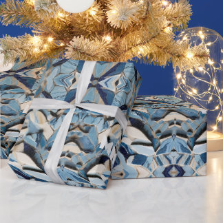 Papier Cadeau Tons De Marbres Bleus Brisés