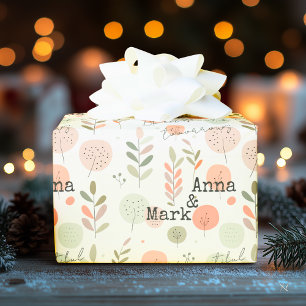 Papier Cadeau Tons pastel rose et vert et motifs modernes minima