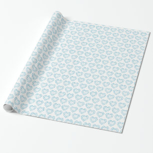 Papier Cadeau Topaz coeur pierre bleue ligne d'art motif