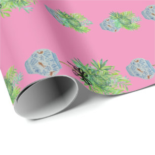 Papier Cadeau Topiacés bleus et blancs Ginger Jar