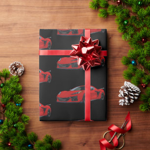 Papier Cadeau Torch Red C8 Corvette Sports voiture traînée main