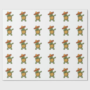 Papier Cadeau Tortue Dabbing Sombrero Design Vectoriel Vintage_1
