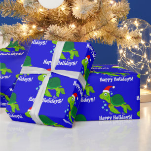 Papier Cadeau Tortue de mer dans un Santa Hat Joyeux T-shirt W