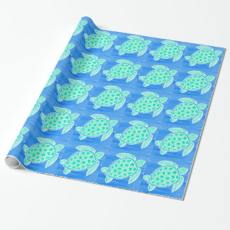 Papier Cadeau Tortue de mer de turquoise