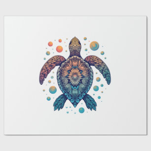 Papier Cadeau Tortue de mer hawaïenne Tie-Dye Vacances à Hawaï P