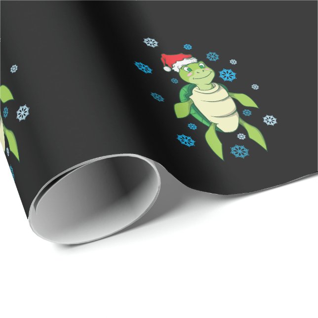 Papier Cadeau Tortue de Noël (Coin rond)