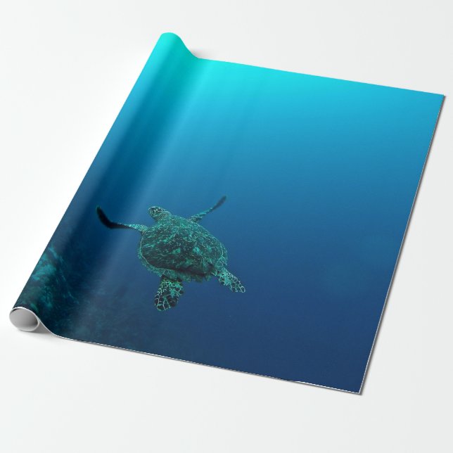 PAPIER CADEAU TORTUE MARINE DANS L'EAU (Déroulé)