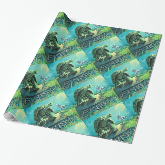 Papier Cadeau Tortue mignonne et l'art de lièvres (Déroulé)