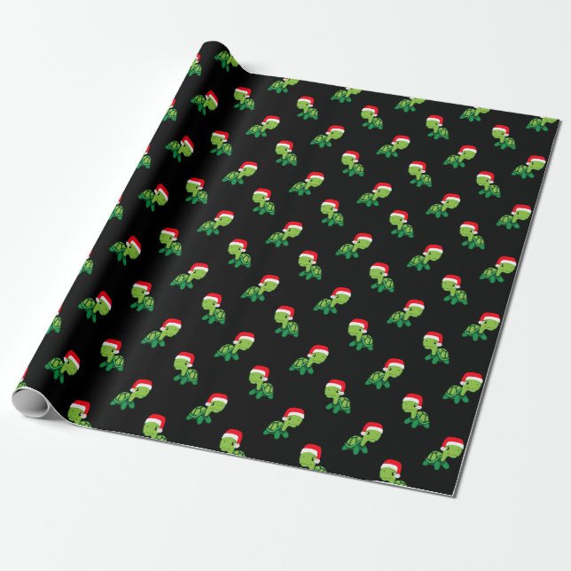 Papier Cadeau Tortue mignonne Mer Animal Joyeux Noël Père Noël (Déroulé)