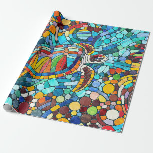 Papier Cadeau Tortue mosaïque colorée